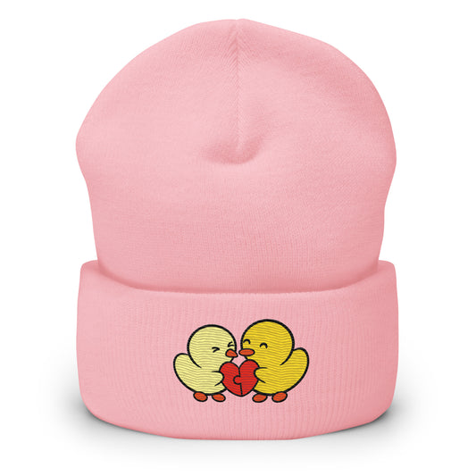 Duckie and Duck Heart Puzzle - Cuffed Beanie