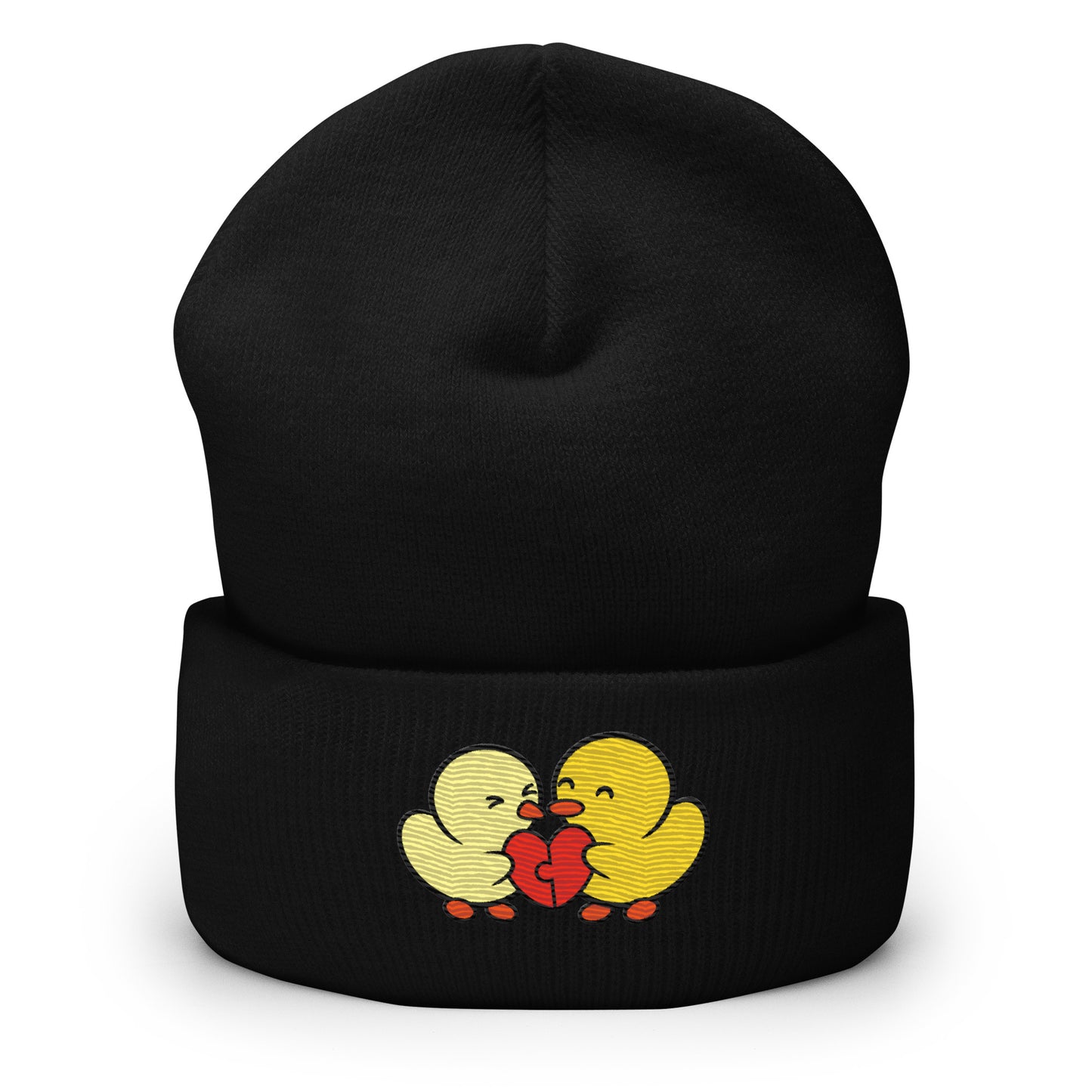 Duckie and Duck Heart Puzzle - Cuffed Beanie