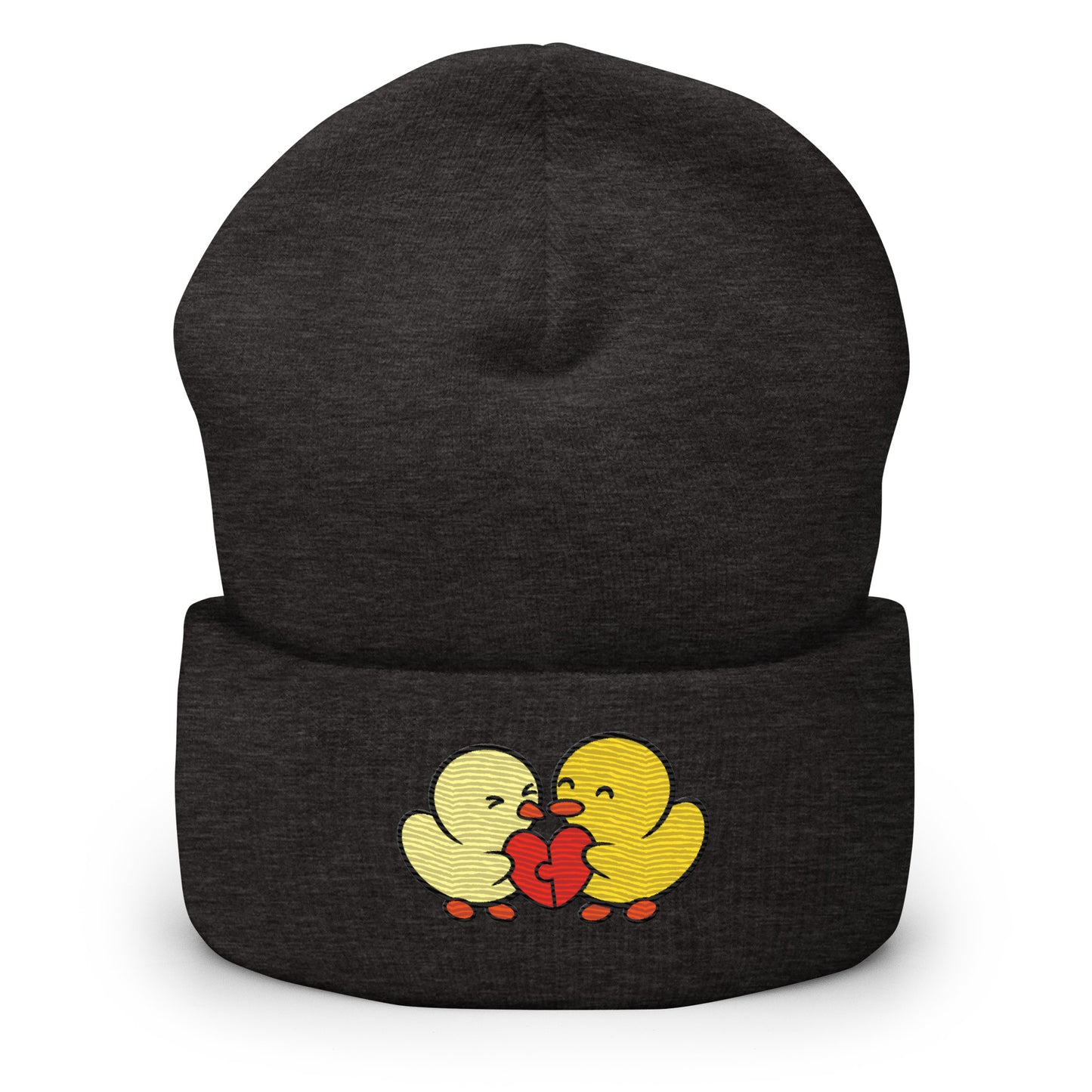Duckie and Duck Heart Puzzle - Cuffed Beanie