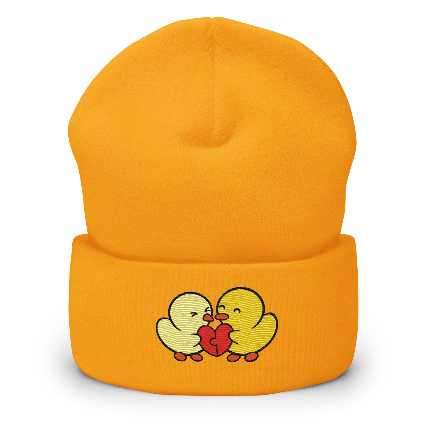 Duckie and Duck Heart Puzzle - Cuffed Beanie