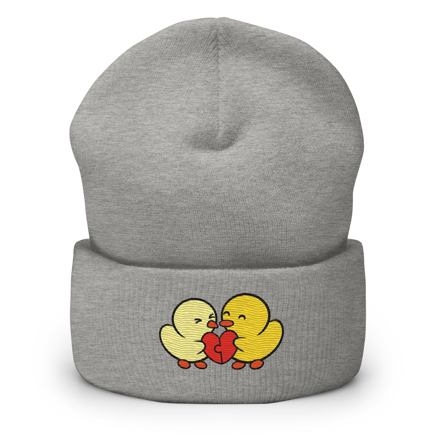 Duckie and Duck Heart Puzzle - Cuffed Beanie