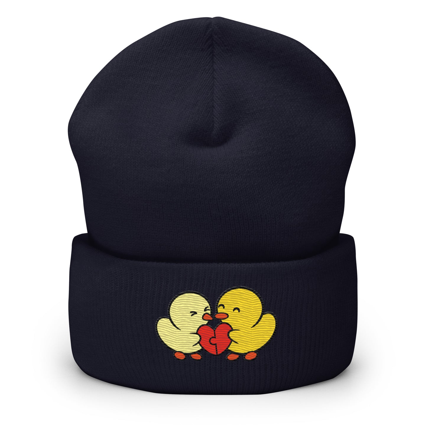 Duckie and Duck Heart Puzzle - Cuffed Beanie