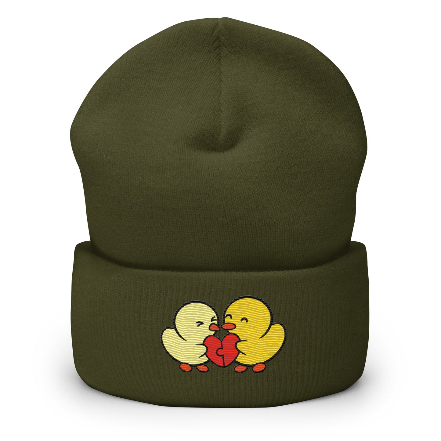 Duckie and Duck Heart Puzzle - Cuffed Beanie