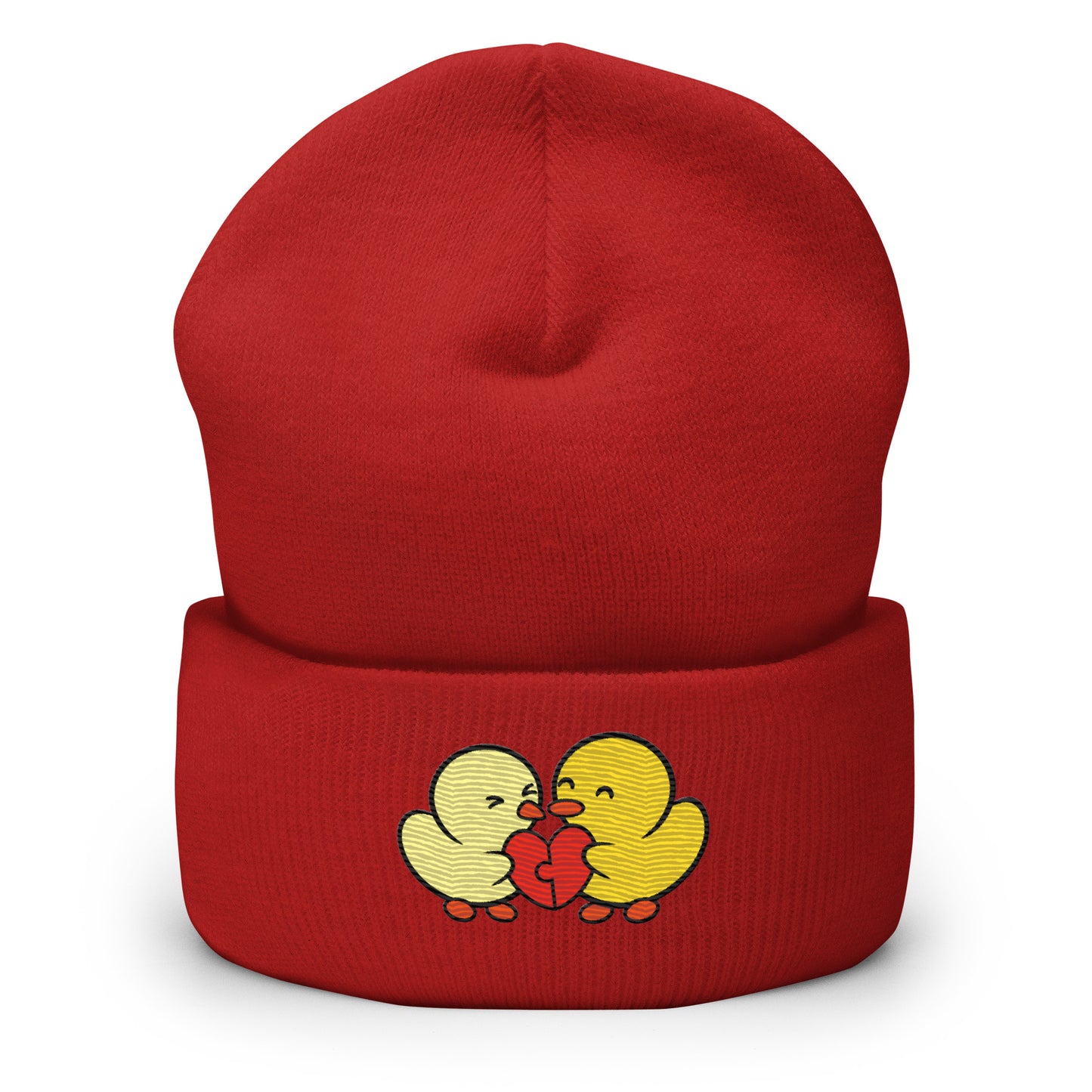 Duckie and Duck Heart Puzzle - Cuffed Beanie