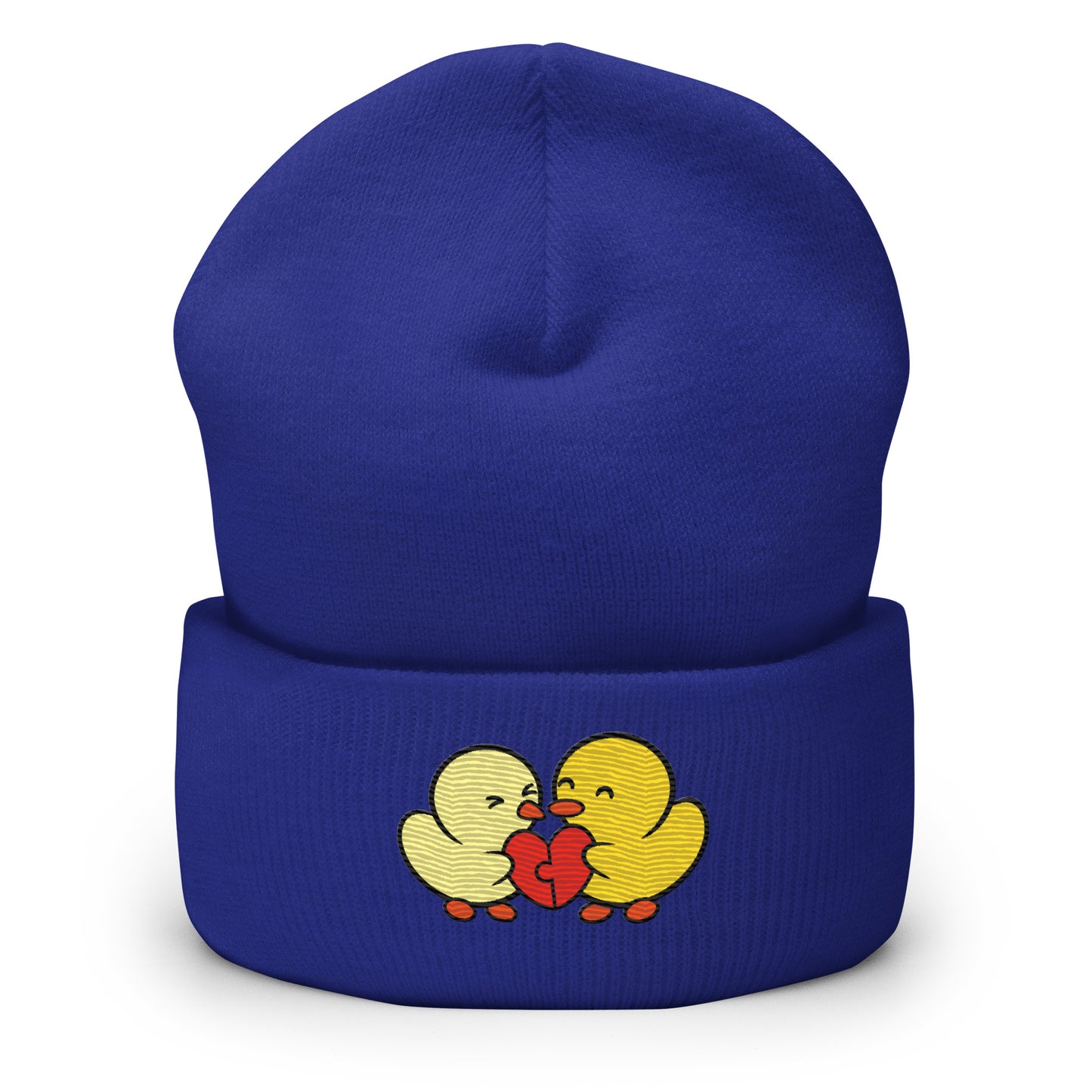 Duckie and Duck Heart Puzzle - Cuffed Beanie