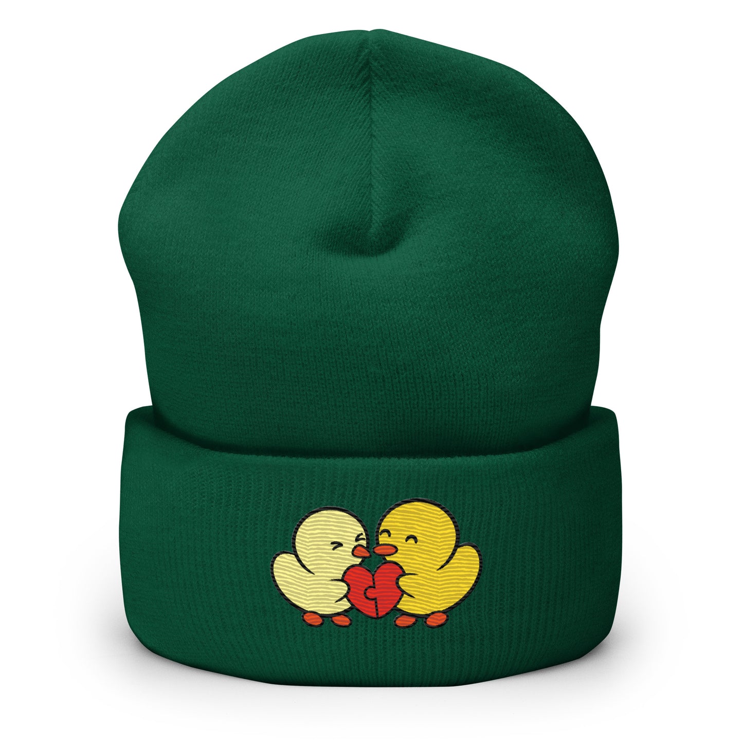 Duckie and Duck Heart Puzzle - Cuffed Beanie