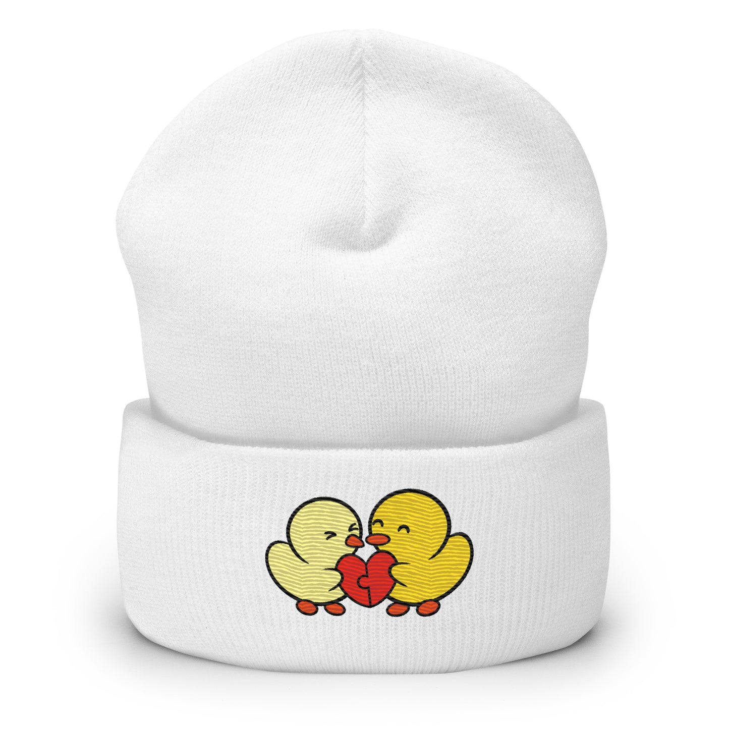 Duckie and Duck Heart Puzzle - Cuffed Beanie