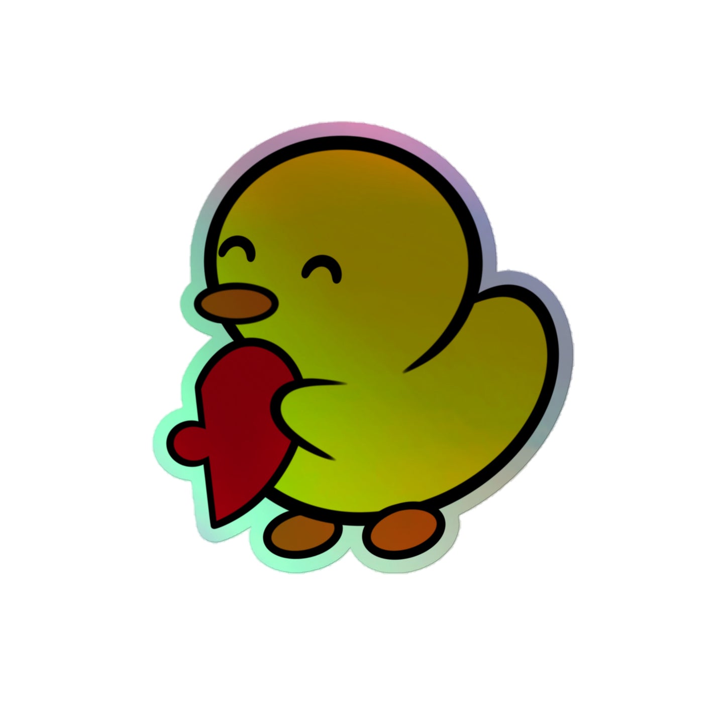 Heart Puzzle Duck - Holographic sticker
