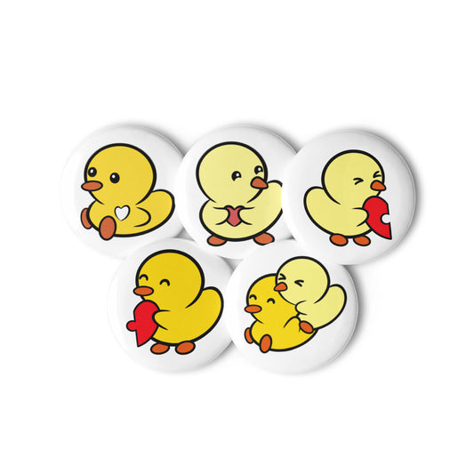 Duckie and Duck Matching Set of pin buttons