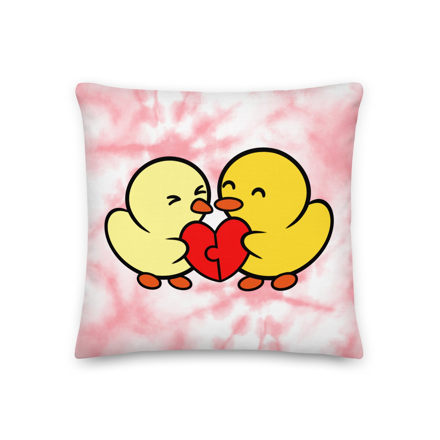 Duckie and Duck Heart Puzzle - Premium Pillow